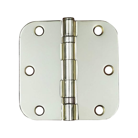 Polished Brass Door Hinges - Ball Bearing - 3.5" inch with 5/8" inch Radius Corner - 2 Pack