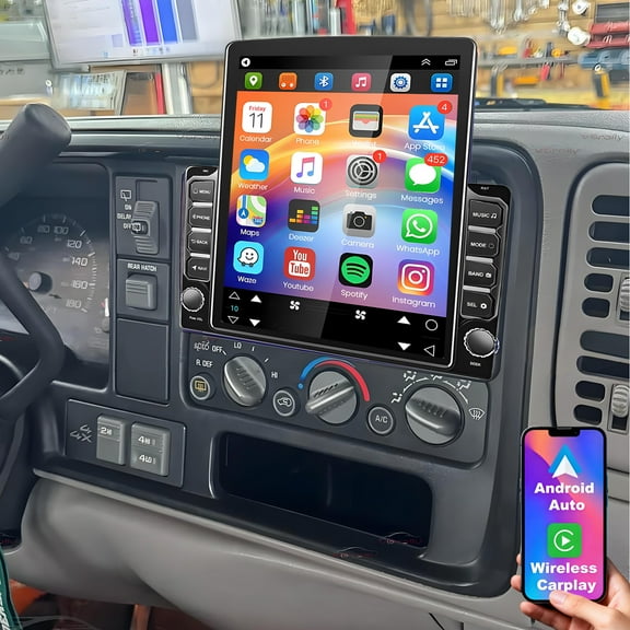 Eforcase Car Stereo Radio for Chevrolet Tahoe 2003-2006 with Carplay/Android Auto, 9.7 Inch IPS Touch Screen Android 15 Car Radio with GPS Navigation Bluetooth WiFi Mirror Link Backup Camera