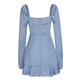 thumbnail image 5 of Puntoco Vestido De Manga Corta Con Cuello En V, Vestido Estampado Con Cuello En V De Manga Larga De Verano Para Mujer Azul S, 5 of 6