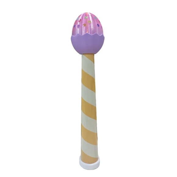 Easter Decorations For The Home LED Light-Up Egg Wand With Warm Yellow Glow 10.24 in Tall Purple Striped Tabletop Centerpiece