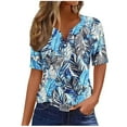 thumbnail image 3 of Kctiaxy Short Sleeve Shirts for Women Hawaiian Printed V-Neck Shirt Fashion Casual Beach Button Collared Pullover Floral Summer Tops, 3 of 6