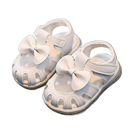 

Akiihool Sandals for Baby Girl Dressy Girls Closed-Toe Outdoor Summer Sport Sandals (White 7)