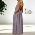 thumbnail image 2 of TaTaai Ladies Casual Loose Fit Backless Maxi Dress Solid Color Sleeveless Round Neck Loungewear with Pockets Gift, 2 of 9