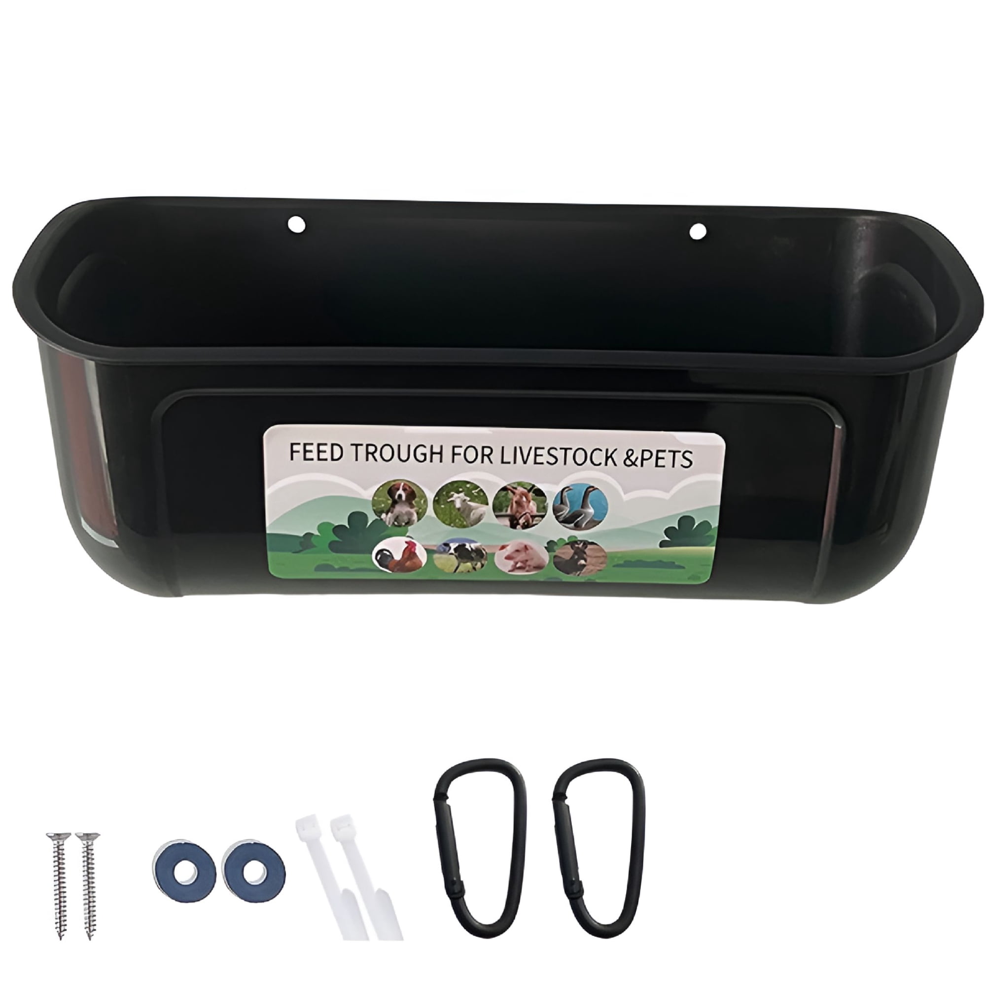 ACDANC 1 Set Chicken Feeder Durable Poultry Food Dispenser Hanging Duck Chicken Goose Feeding Trough for Home Farm Black