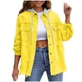 thumbnail image 1 of RXMEKW Womens Shirts Casual, Solid Color Denim Jacket with Detachable Hood, 1 of 9