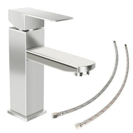 SkyGenius Single Hole Brushed Nickel Faucet for Bathroom Stainless Steel