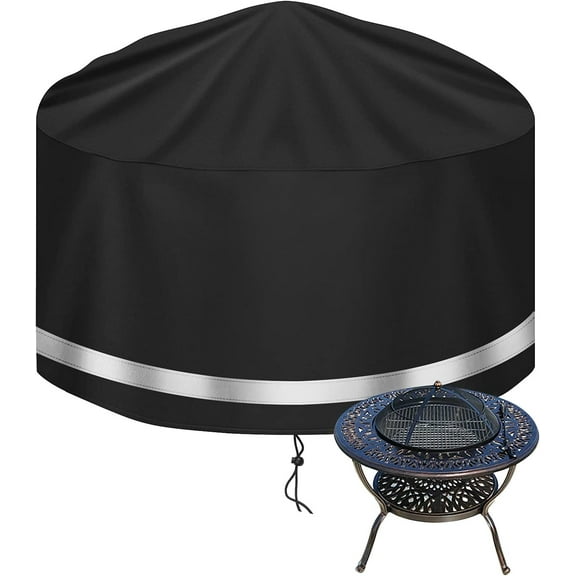 Fire Pit Cover, Heavy Duty Waterproof Round Shelter with Thick PVC Coating, Stable Scratch Resistant Outdoor Cover for Fire Pit, Upgraded 420D Fabric for All Weather Conditions