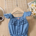 thumbnail image 5 of Baby Dress Girl's Summer Small Flying Sleeve Vest Lace Solid Color Denim Dress Toddler Dresses Blue 18-24Months, 5 of 7