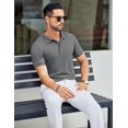 thumbnail image 4 of COOFANDY Men's Button Golf Shirts Short Sleeve Slim Fit Casual Textured Polo T-Shirts Summer Dress Polo Wear, 4 of 6