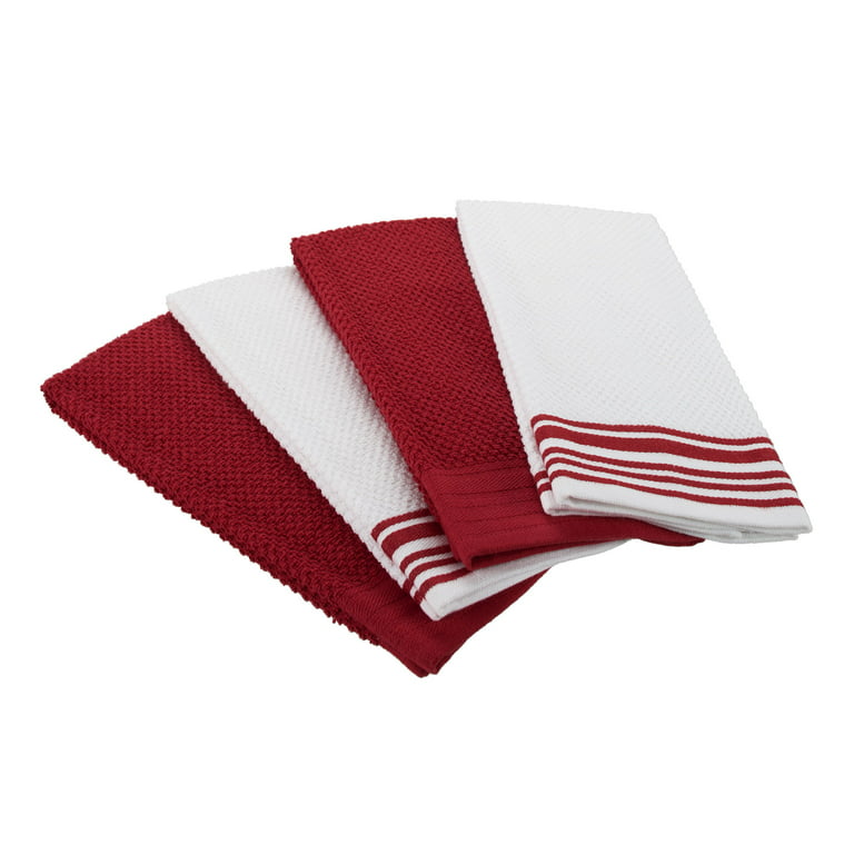  Quteprint Kitchen Dish Towels 6 Pack, Red Snowflakes