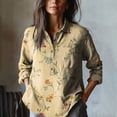 thumbnail image 1 of YLHFASHION Chemise en Coton Confortable à Manches Longues Décontractée pour Femmes à Imprimé Artistique Floral Rétro Rabais de 50 % Liquidation Chemises pour Femmes, 1 of 3