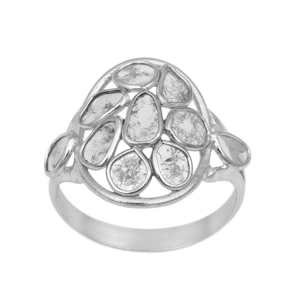 Mooneye 0.50 CTW Natural Diamond Polki Cluster Ring 925 Sterling Silver Women Wedding Jewelry