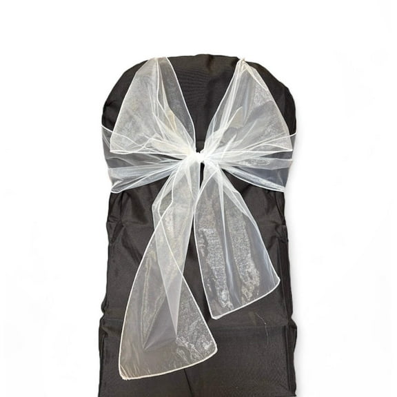9 x 10 Ft Organza Chair Bows/Sashes White (12 pieces)