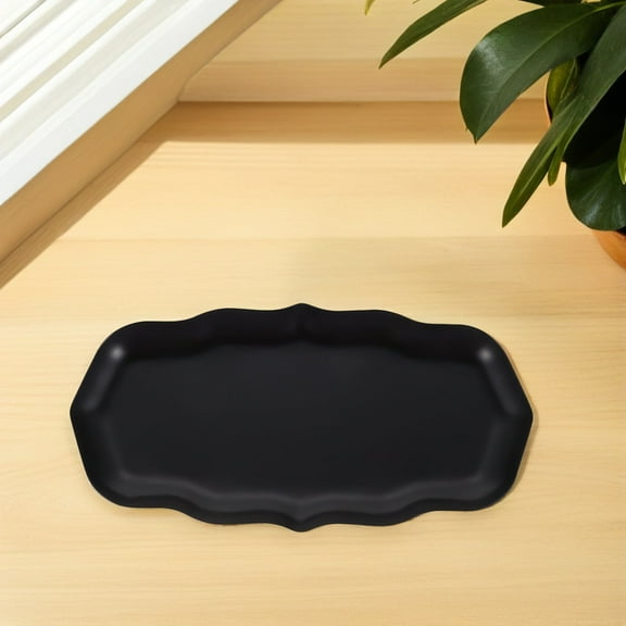 Minkissy Modern Black Stainless Steel Decorative Tray, Bedroom Storage Organizer for Mom, 1 Piece Stylish Home Accessory