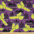 thumbnail image 2 of Ambesonne Tropical Fabric by the Yard Microfiber, Exotic Parrot Birds Flying, 10 Yards, Mustard Dark Grey and Purple, 2 of 2