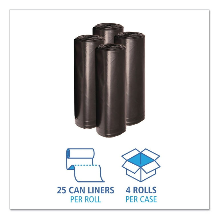 55 - 60 Gallon, 36 x 58 - 38 Micron Can Liner / Trash Bags, Black,  100/Case - BGR