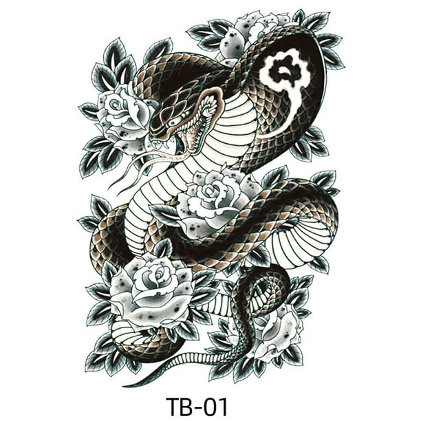 Tatuaje De Espalda Completa Pegatina Gran tatuaje 3D a prueba de agua Tatuaje de cuerpo animal para hombres Fiesta de mujeres (TB01) Ndcxsfigh Libre de BPA