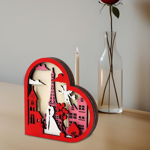 Decoraciones de mesa, regalo del Día de San Valentín, corazón de madera, letrero independiente, decoración del Día de San Valentín para estante de , Estilo b BLESIY manualidades de escritorio