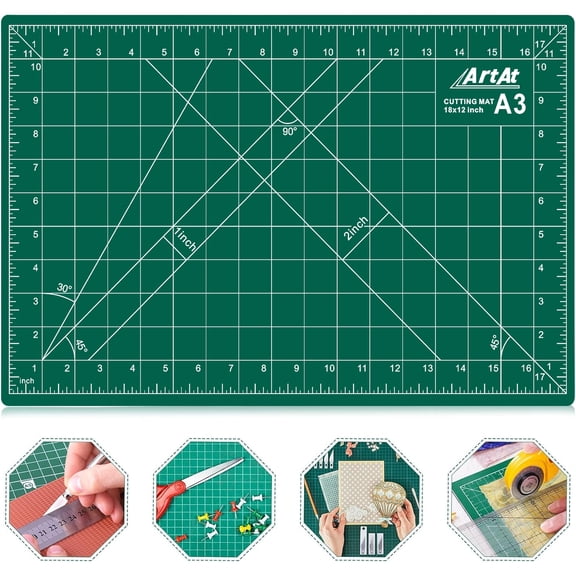 Self Healing Cutting Mat 12" x 18", Double Sided 5-Ply Rotary Craft Cutting Mat for Sewing Crafts Hobby Fabric Precision Scrapbooking Project