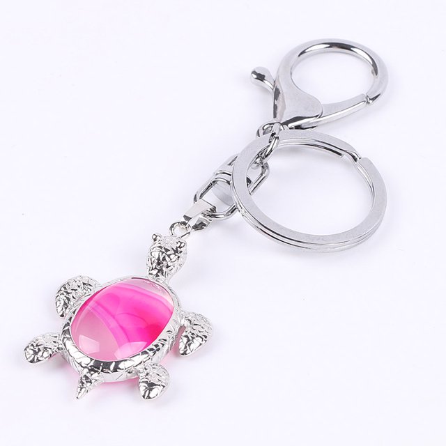 Crystal Stone Turtle Pendant Car Keychains for Ladies Men Bag Keyrings Buckle