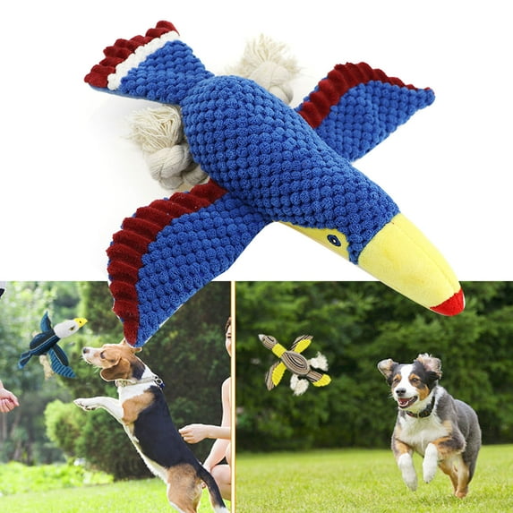 jiaroswwei Dogs Plush Cotton Rope Flying Bird Bite Teeth Cleaning Interactive Squeak Toy