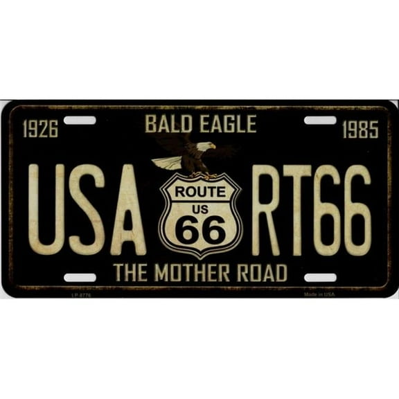 212 Main LP-8776 6 x 12 in. USA Route 66 with Eagle Metal License Plate