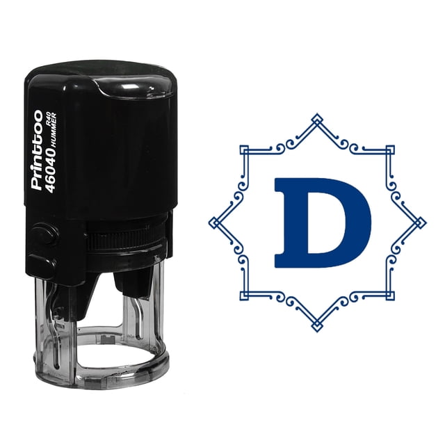 Printtoo Office Stationary R-40 Alphabet D Monogram Octagon Celtic Swirl Frame Self Inking Rubber Stamp