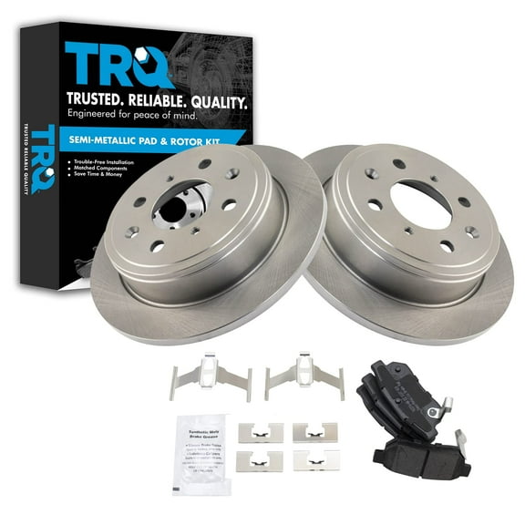 TRQ Rear Brake Pad & Rotor Kit Brake Pads Brake Rotor Semi-Metallic Fits Select 1990-2001 Acura Integra 1992-2000 Honda Civic 1993-1997 Civic del Sol 1990-1991 CRX 1988-1991 Prelude