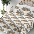 thumbnail image 3 of Ambesonne Forest Fitted & Flat Sheet with Shams 4 Pcs Set, Tropical Leaf Sketchy Print, Calking, Cream Camel and Black, 3 of 5