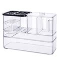 thumbnail image 1 of Caja de almacenamiento de cosméticos, organizador de maquillaje apilable con múltiples compartimentos transparentes para el cuidado de la piel, lápiz labial, hisopos de algodón, 1 of 8