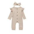 thumbnail image 1 of Ensemble de Vêtements d'Automne 2 Pcs pour Nouveau-Né Fille Garçon, Barboteuse Tricotée Combinaison Tenues, 1 of 4