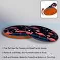 thumbnail image 4 of Flamingo Set of 6 Microfiber Leather Round Coasters, 11x11 cm/4.3x4.3 in - Drink Coasters for Home and Office Use, 4 of 6