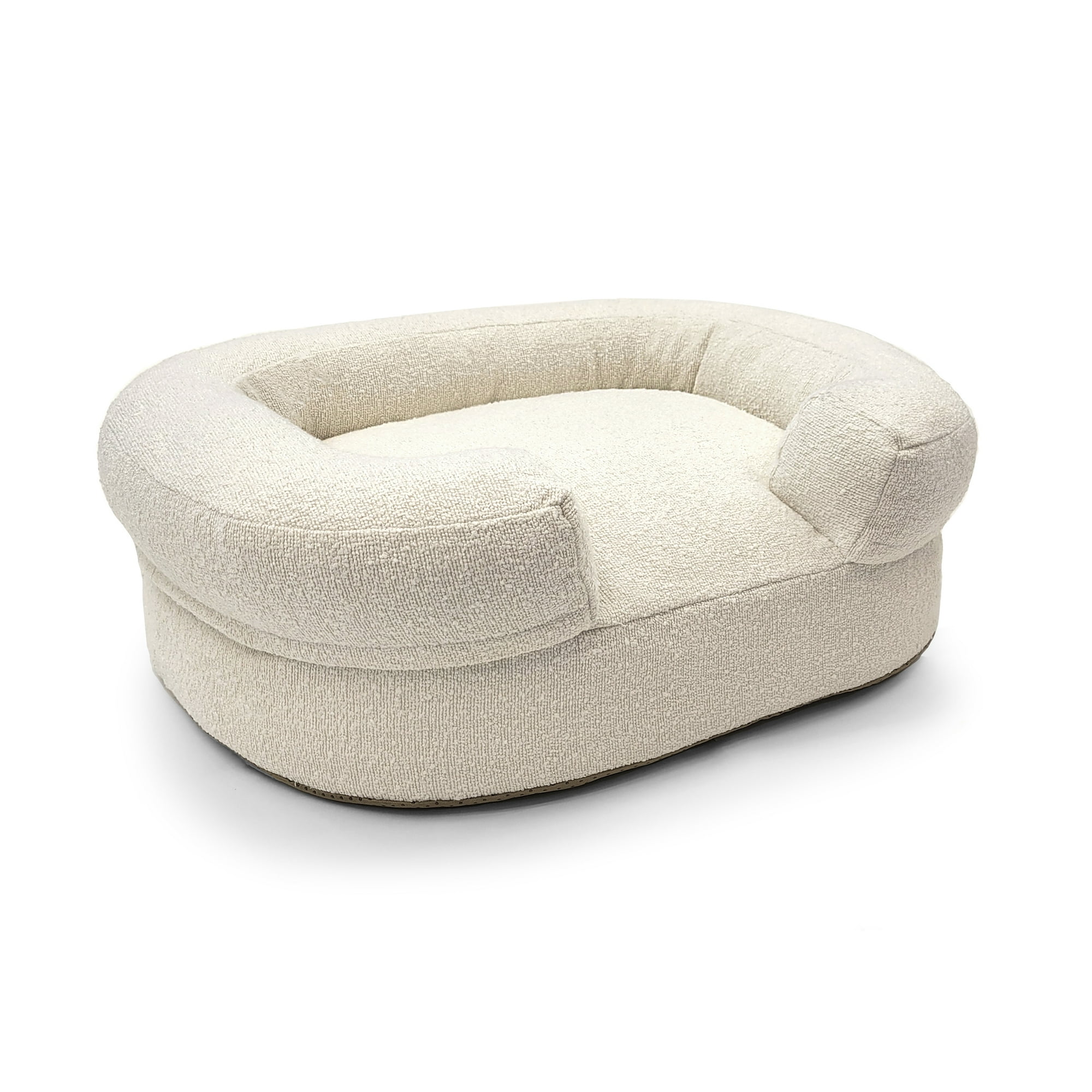 Beautiful by Drew Barrymore Bolster Small Pet Bed, 21 x 27 x 7 in, Ivory