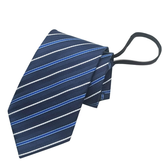 Men's Solid Polyester Business Tie, Pre-Tied Necktie with Zipper Closure for Formal Wear, Daily Work, and Parties