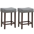thumbnail image 1 of Giantex Wood Saddle Stools, Dining Chair w/Upholstered Cushion for Kitchen, Pub, 1 of 6