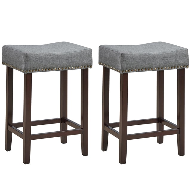 Giantex Wood Saddle Stools, Dining Chair w/Upholstered Cushion for Kitchen, Pub