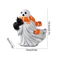 thumbnail image 3 of FEOLGEHLY Indoor Halloween Decoration Statue, Ceramic White Ghost Figurines, Spooky Ghost Ornament, Friendly Ghost Holding Pumpkin, Spooky Resin Halloween Ghost Ornaments for Kitchen Living Room Bar, 3 of 6