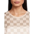 thumbnail image 4 of Lissome Women's and Women's Plus Satin Checkered Tank Top and Shorts Sleep Set, 2-Piece, 4 of 5