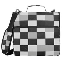 FORMRS Zipper Binder with Shoulder Strap 1.5-inch Ring 500 Sheet Capacity File Bag, Black and Gray Plaid Pattern