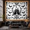 thumbnail image 6 of Haunted Castle with Baroque Frame and Bats on White Background, Eerie Gothic for Dark Art Lovers, Halloween Decor Art Print, Halloween Gift, Tapestry Wall Hanging for Bedroom and Living Room, 6 of 7