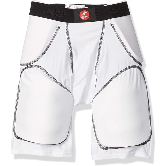 Cramer Classic 5-Pad Football Girdle With Hip, Tailbone and Thigh Pads, Integrated Girdle, Compression Football Gear, Football Equipment, Football Pads, Protective Gear for Football, White, 3X-Large