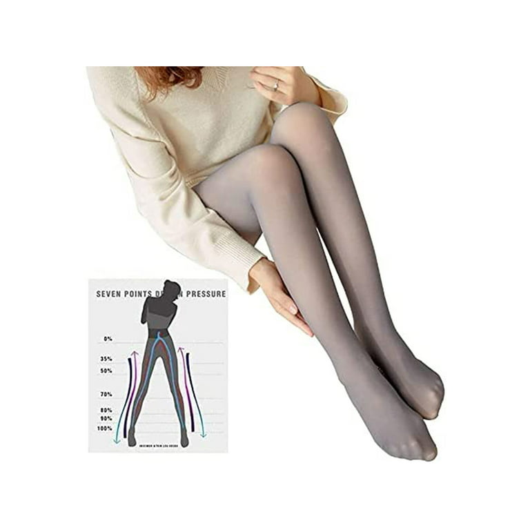 Women Fleece Lined Tights Fake Translucent Thermal Leggings Winter Sheer  Warm Pantyhose Footless Tights