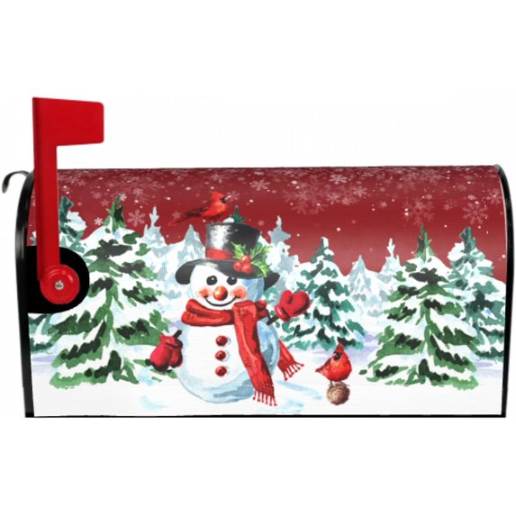 Winter Mailbox Covers Magnetic Standard Size 18 X 21 Watercolor Xmas Tree Red Birds Cardinals Christmas Mailbox Cover Mailbox Wrap Post Letter Box Cover Decor for Home Outdoor Garden Holiday
