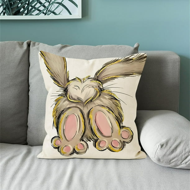 Fiudx Funda de Almohada con Diseño de Rábano y Conejo, Elegante Decoración para Sofá, Funda de Cojín de Tela Suave, Lavable a Máquina, Versátil, Un Regalo Ideal, Decoración para Sala de Estar y Dormi