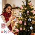 thumbnail image 6 of 30 Piece Flocked Christmas Ornaments Balls Christmas Decoration Set Multiple Styles Of Christmas Tree Decorations, 6 of 9