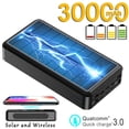 thumbnail image 2 of Banco de energía portátil inalámbrico de 30000 mAh, cargador solar, batería externa con luz LED, banco de energía para exteriores de alta capacidad, resistente al agua y a las caídas, 2 of 14