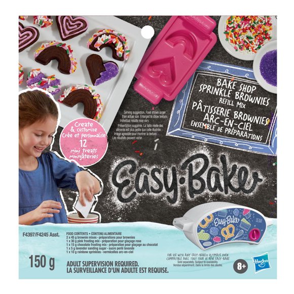 Préparations pour four Easy-Bake, Ensemble de préparations Pâtisserie Brownies arc-en-ciel, Four de rêve Easy-Bake, jouet culinaire pour enfants, dès 8 ans