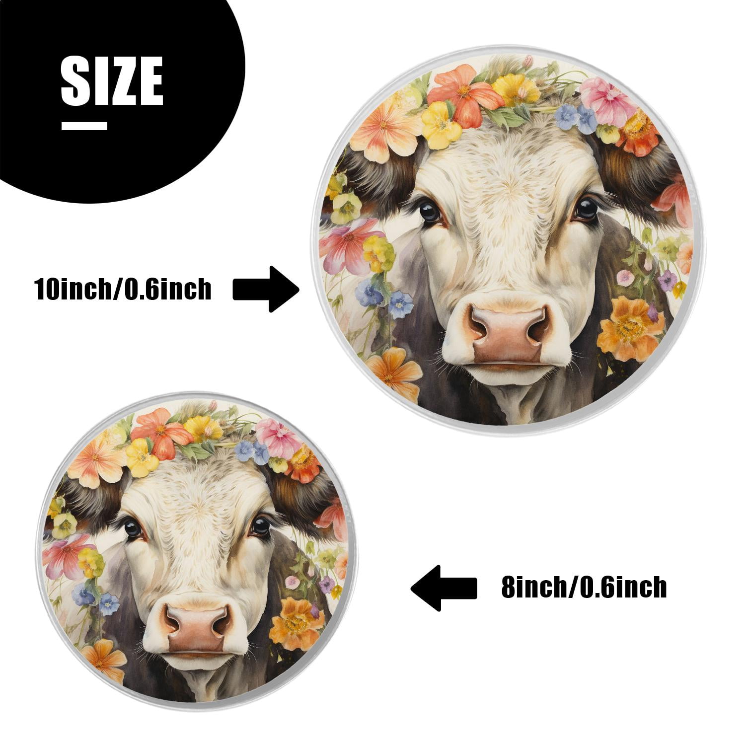 Decorative Stove Burner Covers 4 Pcs Metal Gas Stove Burner Cover 8Inch And 10Inch ,Farmhouse Cow Wooden Exquisite
