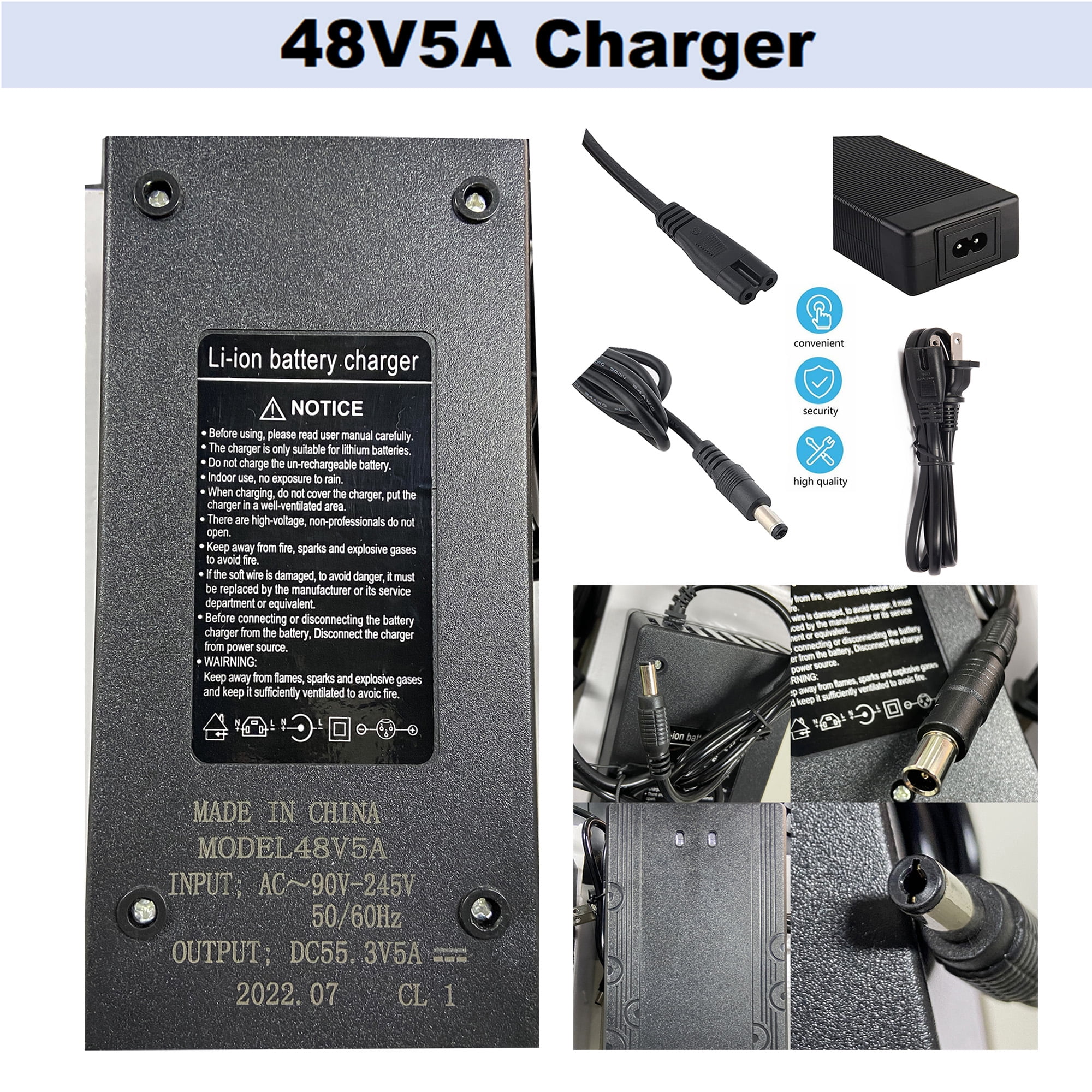 48V Ebike Battery 48V 20Ah Lithium Battery with 5A Fast Charger Scooter Battery for 1200W Electric Bike Motor