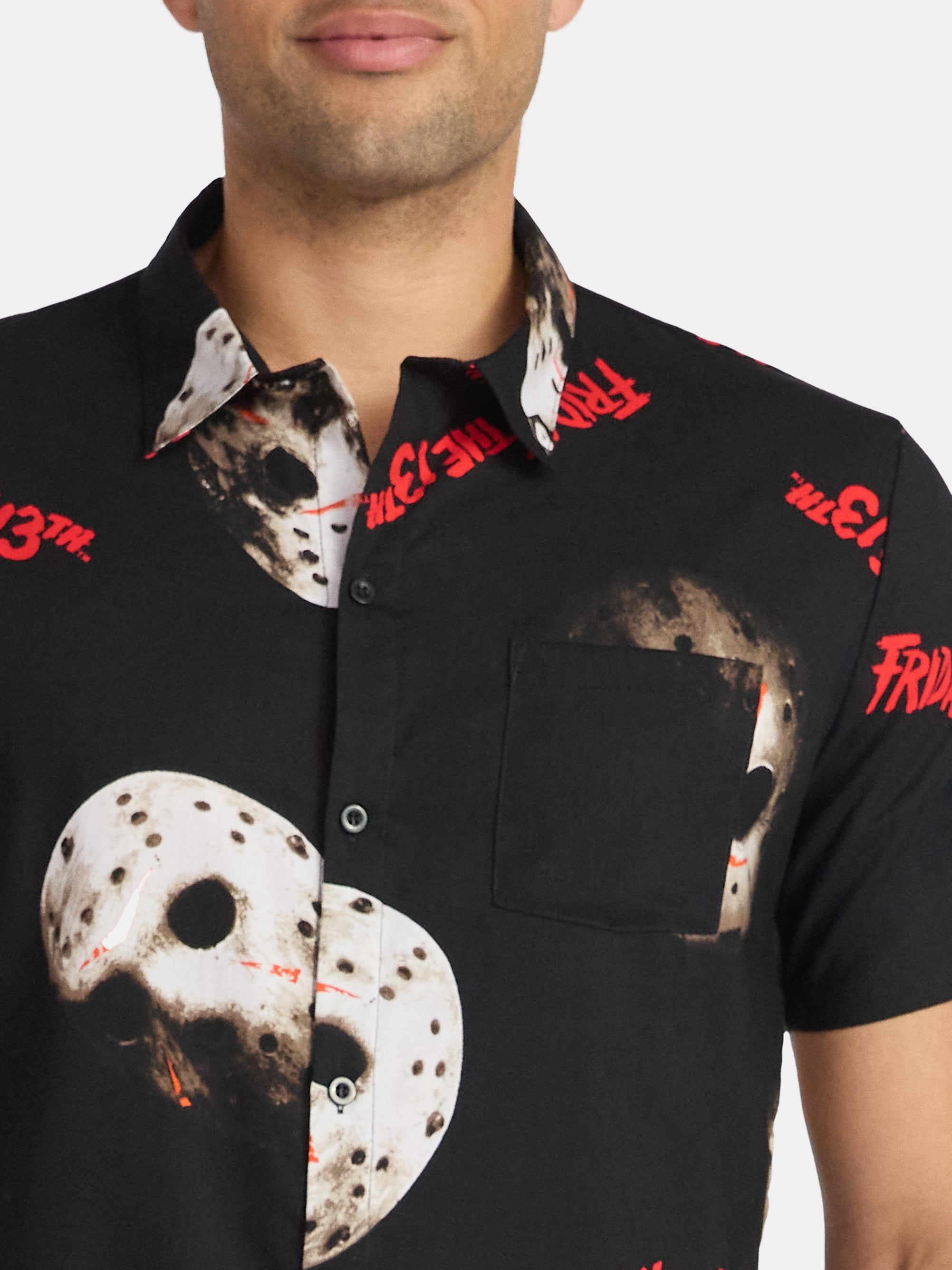 Friday the 13th Men's and Big Men's Graphic Print Shirt with Short Sleeves, Sizes XS-3XL